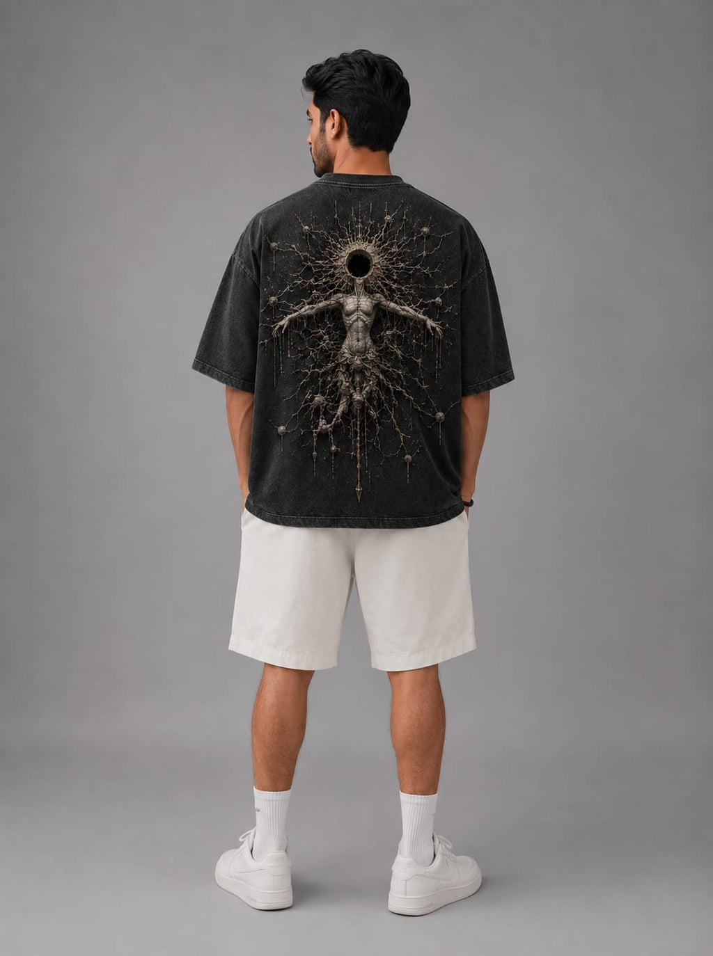 ECLIPSED Acid wash drop shoulder